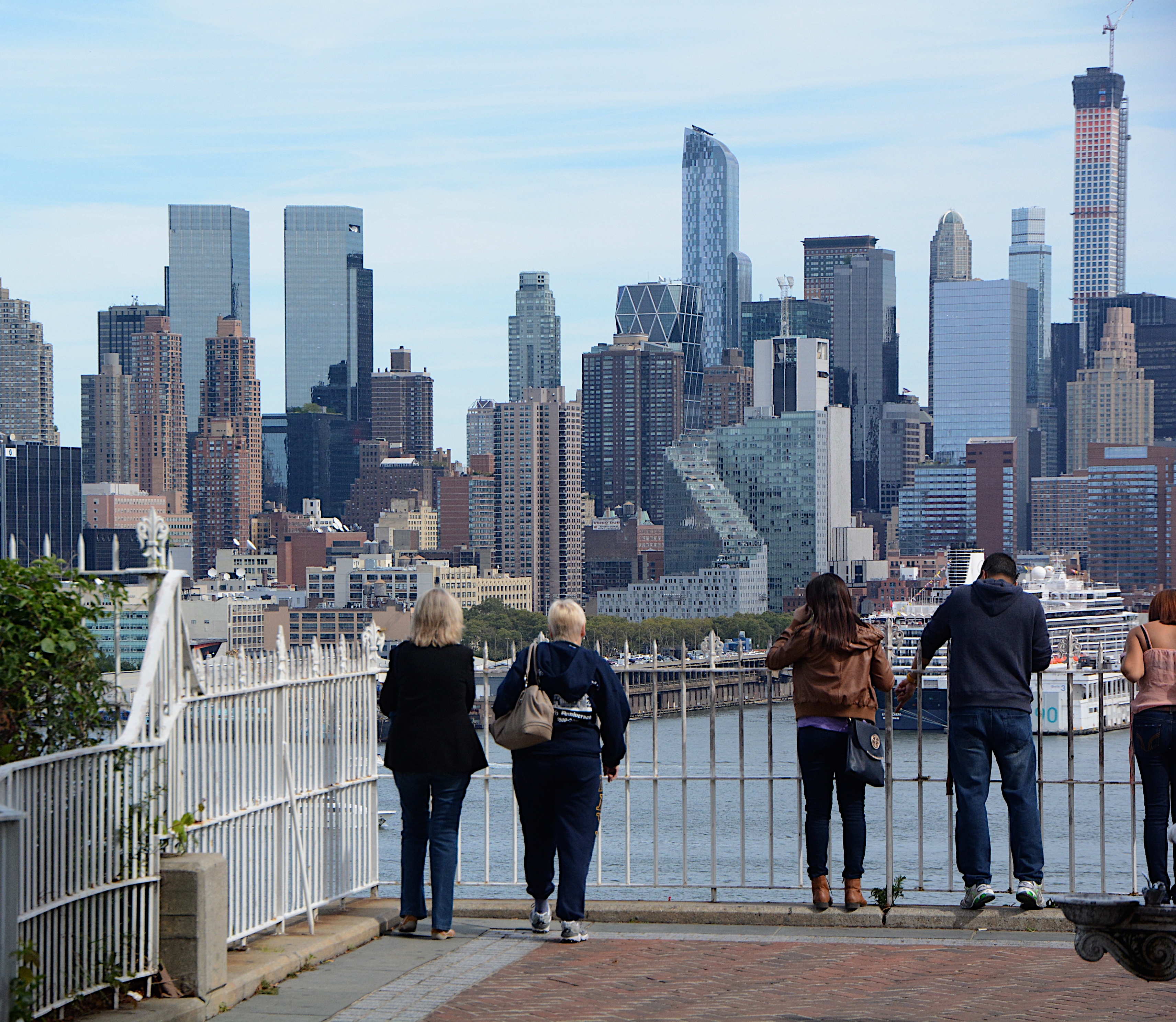 View from Hamilton park New Jersey Manhattan Skyline people overlooking