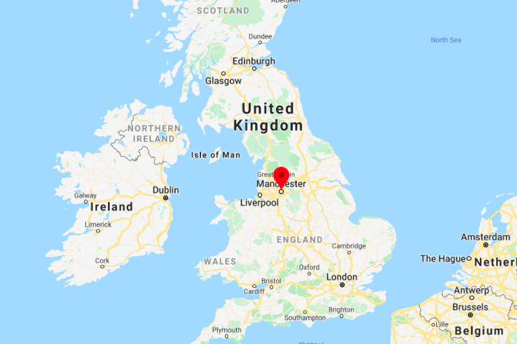 Manchester on World map