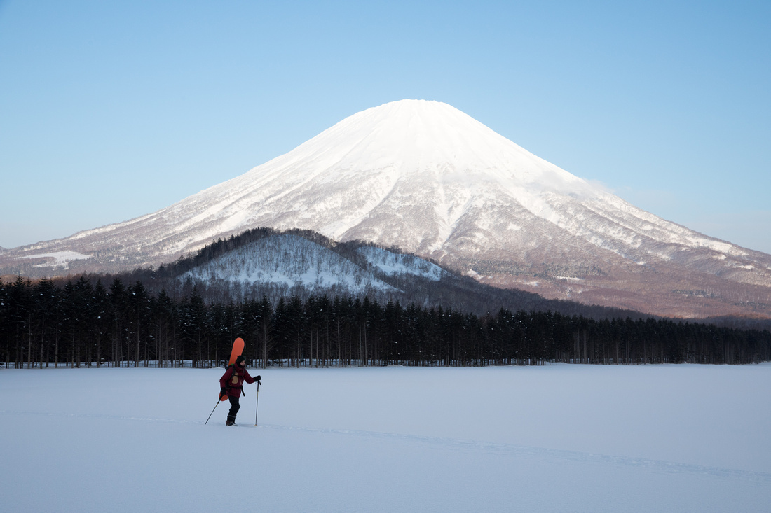 Mount Yotei, Japan with single skier